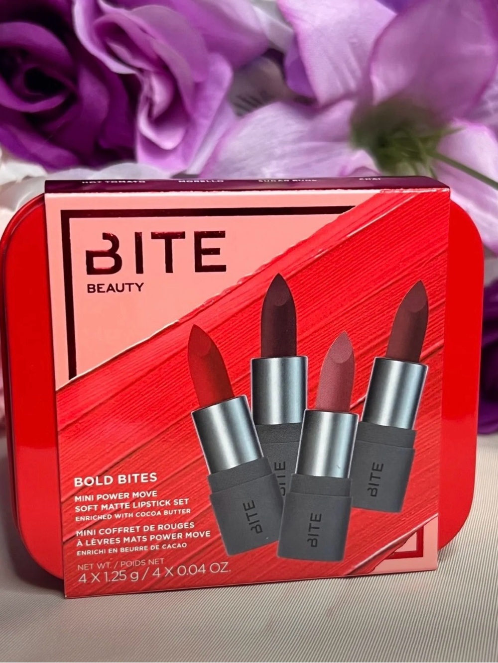 Bite Beauty | Mini Power Move Soft Matte Lipstick Set, Bold Bites | Set of 4